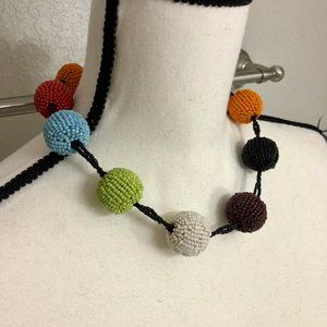 Fun Chunky 80s Beaded Ball 19" Toggle Necklace‎